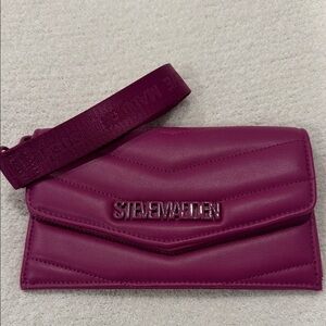 Steve Madden Magenta Quilted Wristlet Wallet with Wide Strap